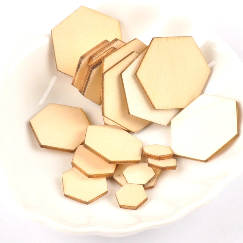 10/15/20/25/30/40/50/60/80/100mm Wooden Crafts Hexagonal Pieces Scrapbooking Crafts wood decoration for Home Decoration m2132X Qme 30mm 50pcs