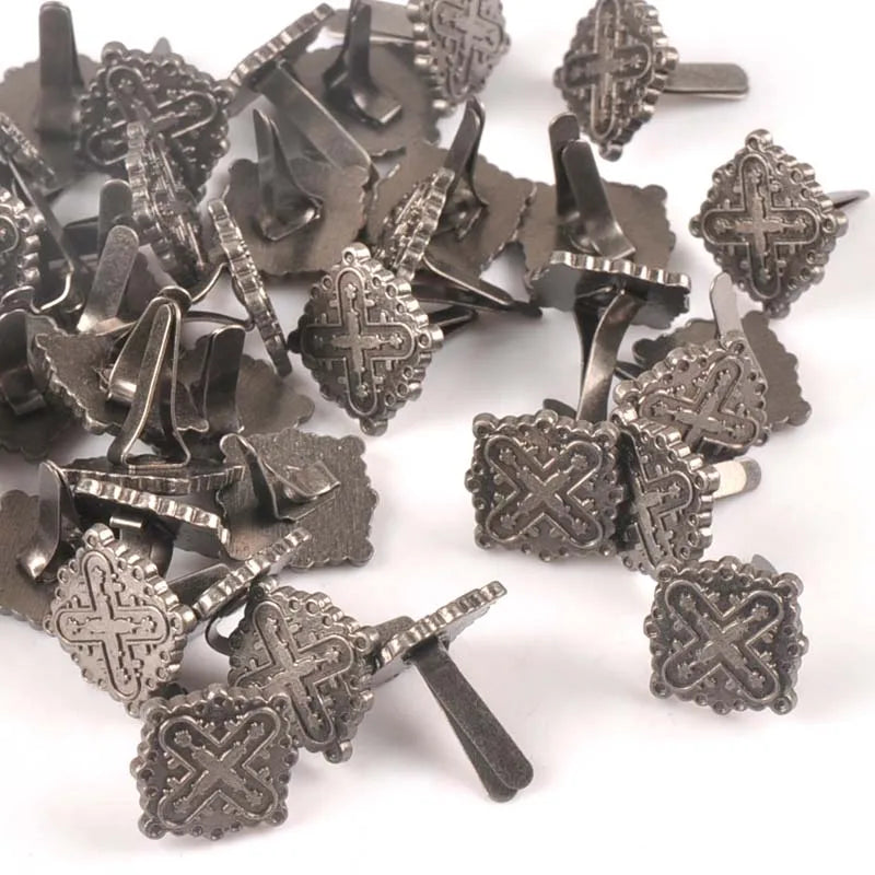 10pcs Silver Round Square Vintage Brads For DIY Scrapbooking Accessories Crafts Handmade Metal Fastener Brad Home Decor c2576 Qme 3