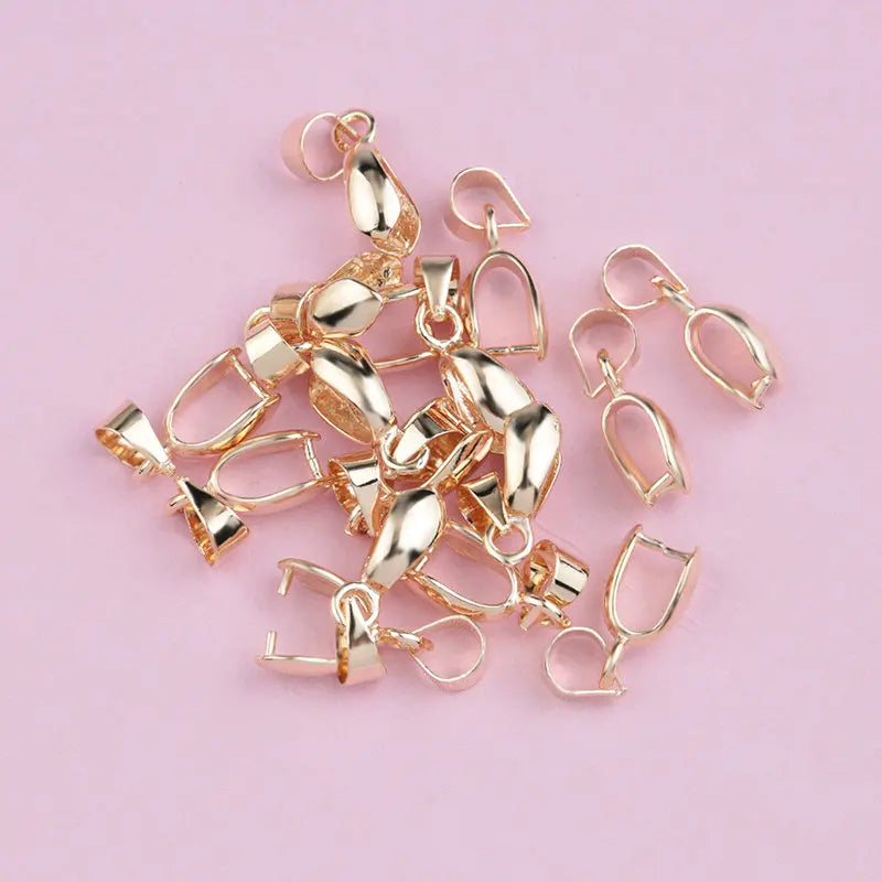 30pcs 4x15mm Copper Seeds Buckle Pendants Clasps Hooks Clips Bails Copper Connectors For DIY Handmade Jewelry Making 4 Colors Qme KC gold