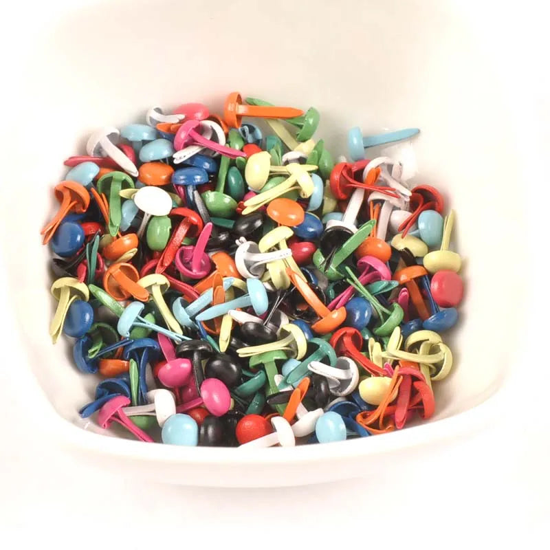 100Pcs 5X10mm Round Brads Metal Crafts Rivets Fastener DIY Scrapbooking Mixed Pastel Brad For Shoes Decor Embellishments c1114 Qme Default Title