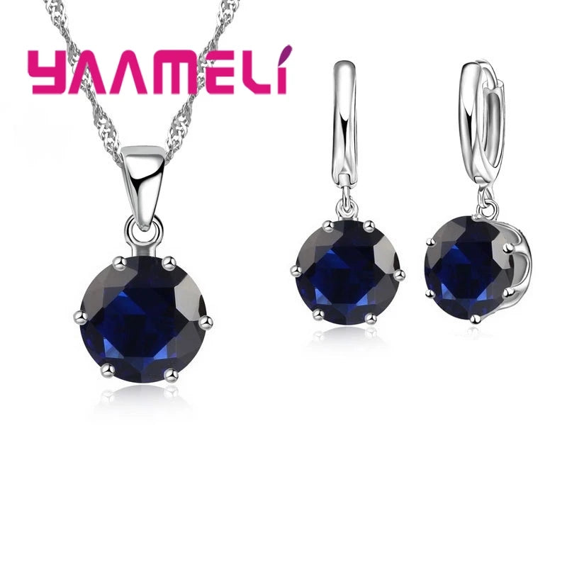 Jewelry Gift Set Cubic Zircon 925 Sterling Silver Color Pendant Necklace Necklace Crystal Women Wedding Engagement Accessory Qme Color 10