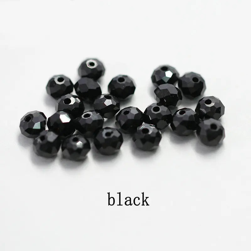 Hot Sale 4-8mm Black Faceted Glass Round Beads Rondelle Austria Crystal Beads for Bracelet Necklace Making DIY Jewelry Findings Qme black 8mm-50pcs