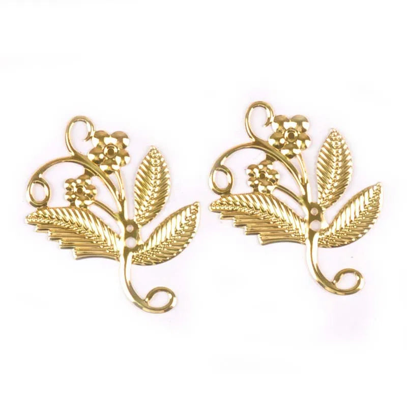 10Pcs 52x41mm Gold/silver/Bronze Metal Crafts Connectors Flower Filigree Wraps Diy Embellishment Gift Supplies Home Decor yk0732 Qme