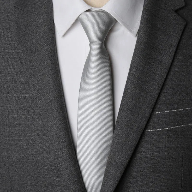 Men Necktie Zipper Lazy Tie Fashion Solid Ties Business Man Gravatas Qme Silver