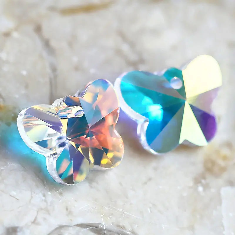 Best quality 14mm 28pcs/pack single hole crystal beads butterfly crystal AB glass beads for Jewelry making Necklaces Earrings Qme
