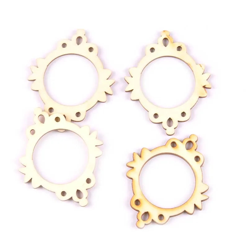 20pcs 50mm Photo Frame Wood DIY Crafts Scrapbookings DIY For Home Decoration Natural Wooden Ornaments Accessories Arts m1829 Qme m1831