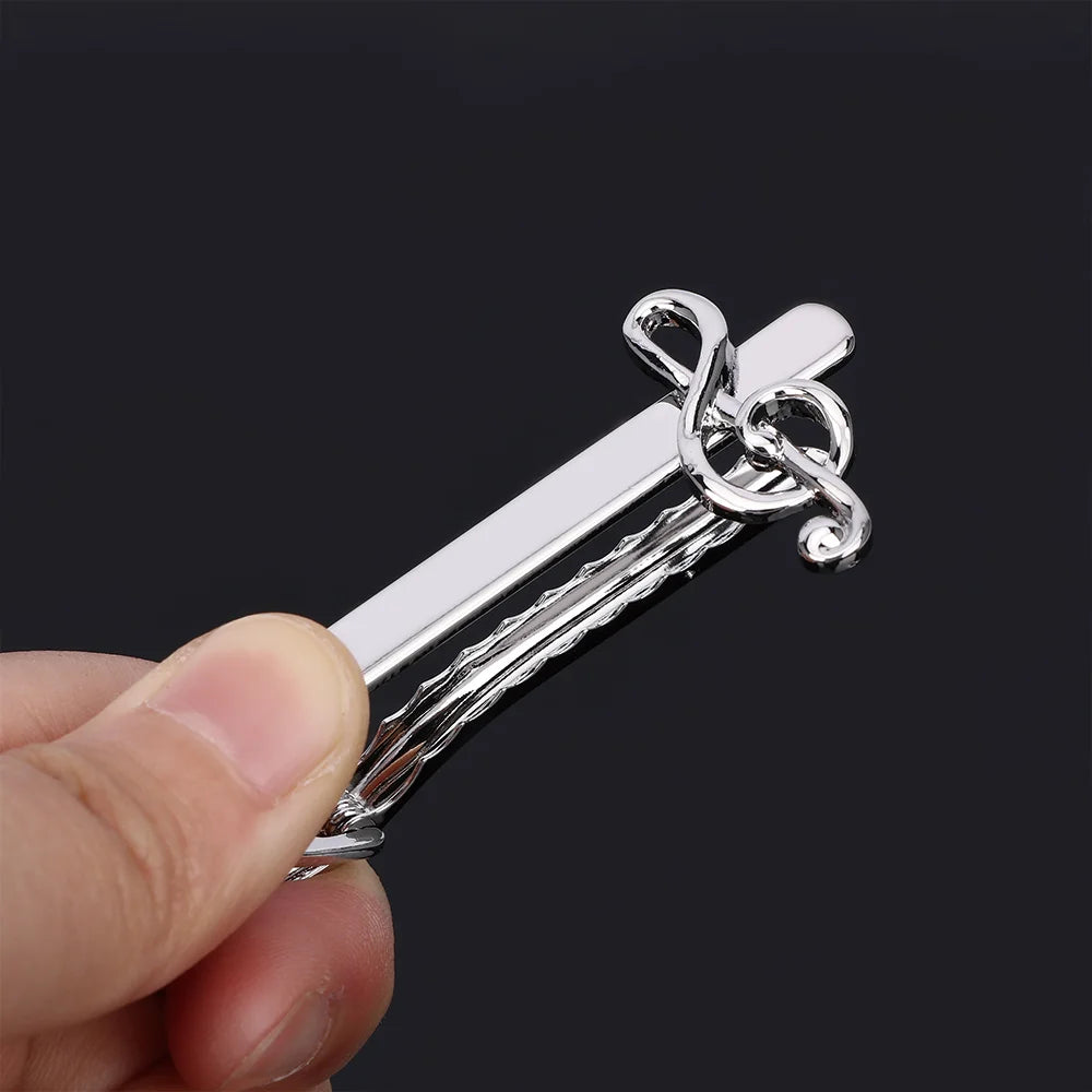 Fashion Men Tie Clip Treble Clef Piano Score Tie Clip Musical Note Tie Clip Cufflinks Business Tie Clip Necktie Clips Qme
