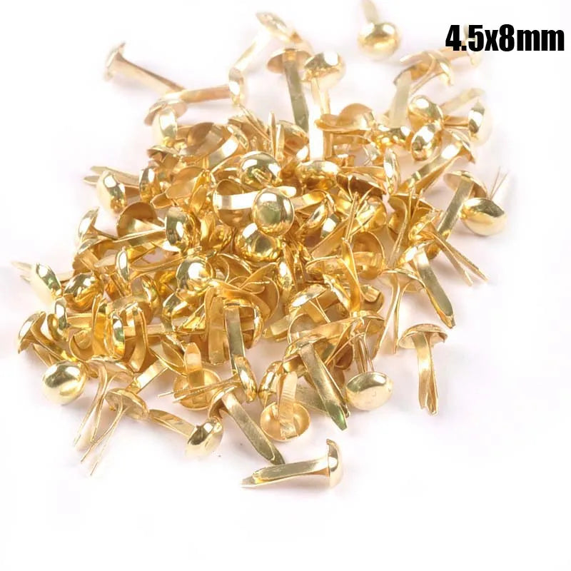 100Pcs Mix Round Brads Silver/golden Embellishments For Scrapbooking Metal Crafts Fastener Brad For Diy Decorations c2252 Qme golden 4.5x8mm