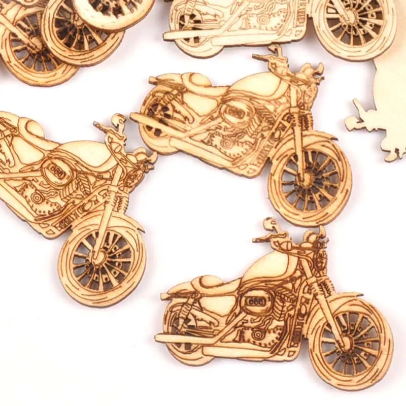 Vintage Motorbike Wooden Crafts Scrapbook DIY For Wood Slices Decoration Ornaments Home Handmade Accessories 10pcs 33x48mm m1787 Qme