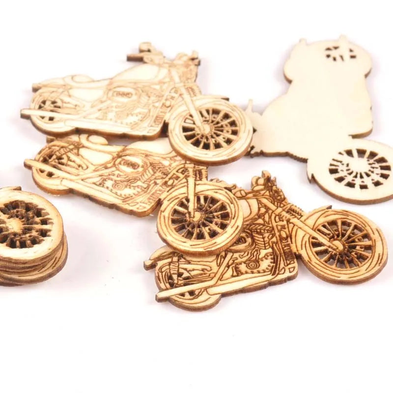 Vintage Motorbike Wooden Crafts Scrapbook DIY For Wood Slices Decoration Ornaments Home Handmade Accessories 10pcs 33x48mm m1787 Qme