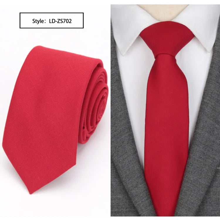Men Skinny Tie Wool Fashion Ties for Mens Wedding Suit Business Party Slim Classic Solid Color Neck Tie Casual 6cm Red Necktie Qme LD-ZS702