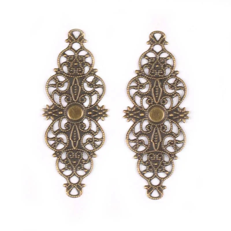 10pcs 62x24mm Metal Crafts Filigree Wraps Connectors Antique Diy Embellishments For Scrapbooking Gift Supplies Home Decor YK0734 Qme