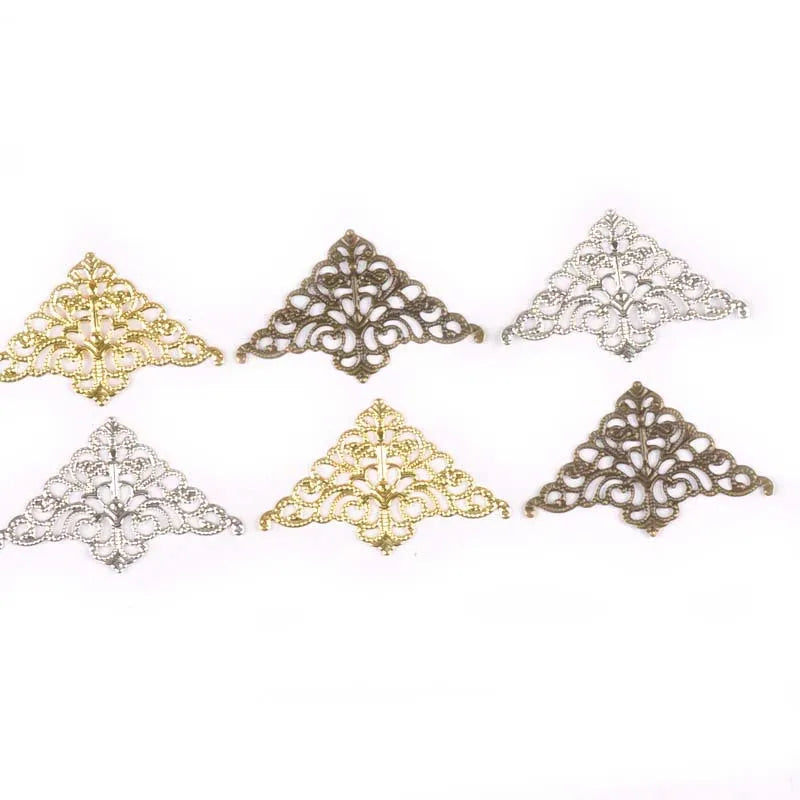 10Pcs Mix Color Metal Crafts Connectors Antique Filigree Wraps Diy Embellishments For Scrapbooking Gift Home Decor 36mm yk0733 Qme mix