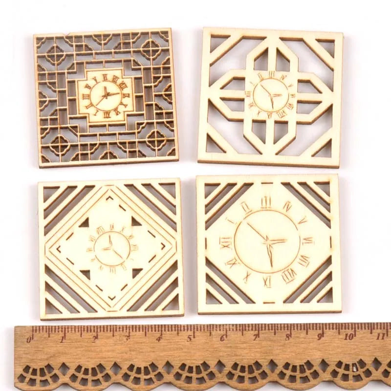 8pcs Mixed clock Pattern Wooden Scrapbooking wood decoration for Handmade Accessory Sewing Home Decoration m2141 Qme