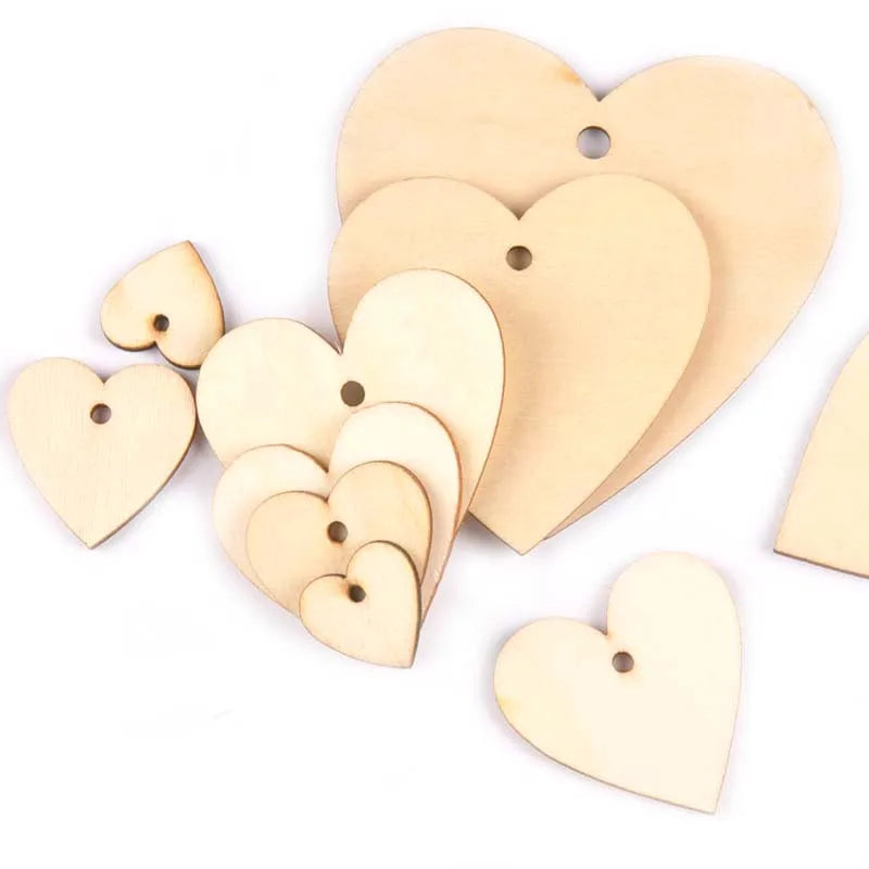 20-100mm One Holes Mix Heart Wooden Pattern Christmas Decorations For Home Ornament DIY Wood Crafts For Home Ornaments m2190 Qme 20mm 50pcs