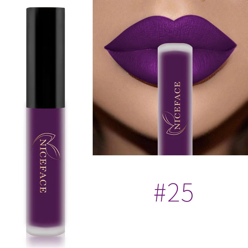 NICEFACE Waterproof Lip Gloss Nude Matte Liquid Lipstick Long Lasting