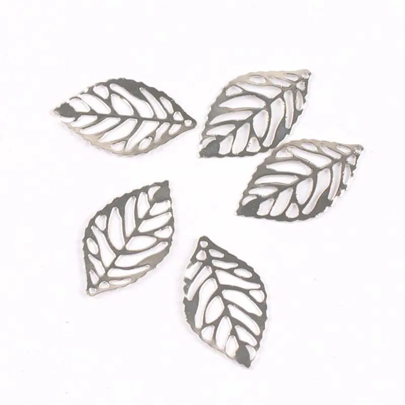 30Pcs Metal Crafts Filigree Leaves Wraps Connectors Embellishments For DIY Home Decor Handicraft Scrapbooking 20-45mm YK0786 Qme