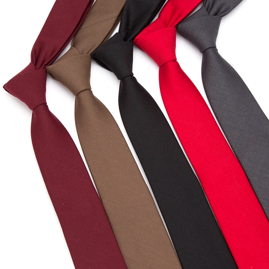 Men Skinny Tie Wool Fashion Ties for Mens Wedding Suit Business Party Slim Classic Solid Color Neck Tie Casual 6cm Red Necktie Qme