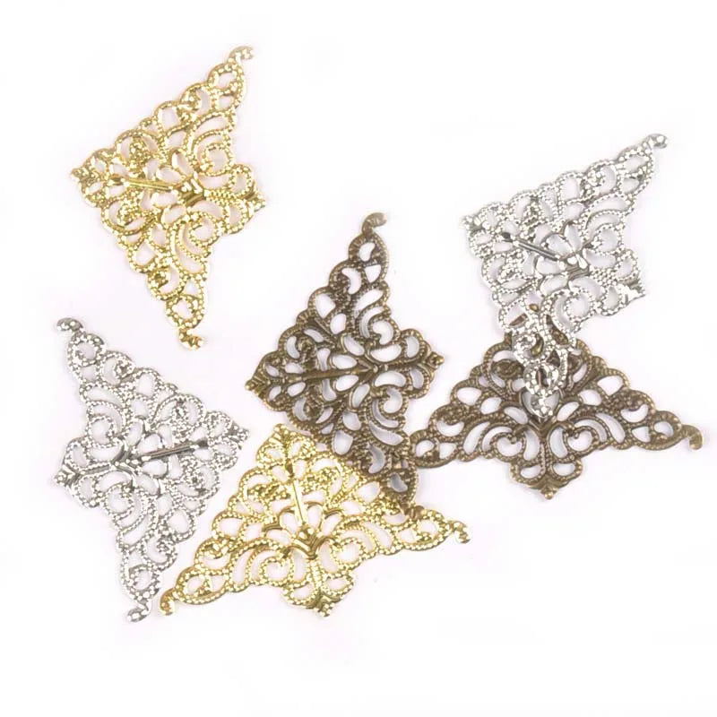 10Pcs Mix Color Metal Crafts Connectors Antique Filigree Wraps Diy Embellishments For Scrapbooking Gift Home Decor 36mm yk0733 Qme
