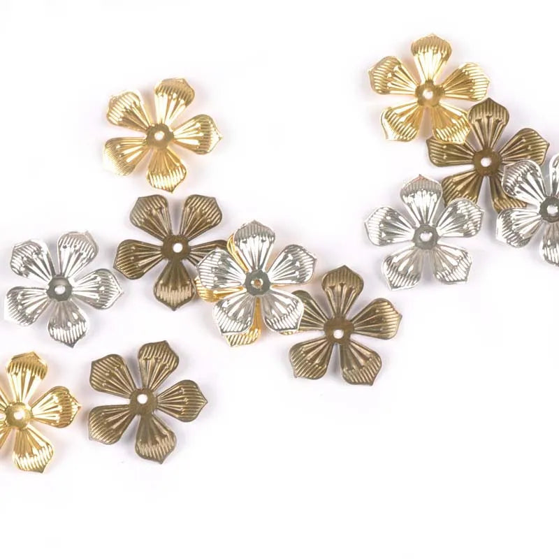 3 Colors Metal Crafts Flower Filigree Wraps Connectors Embellishments For Diy Handmade Scrapbooking Home Decor 50Pcs 22mm YK0742 Qme mix