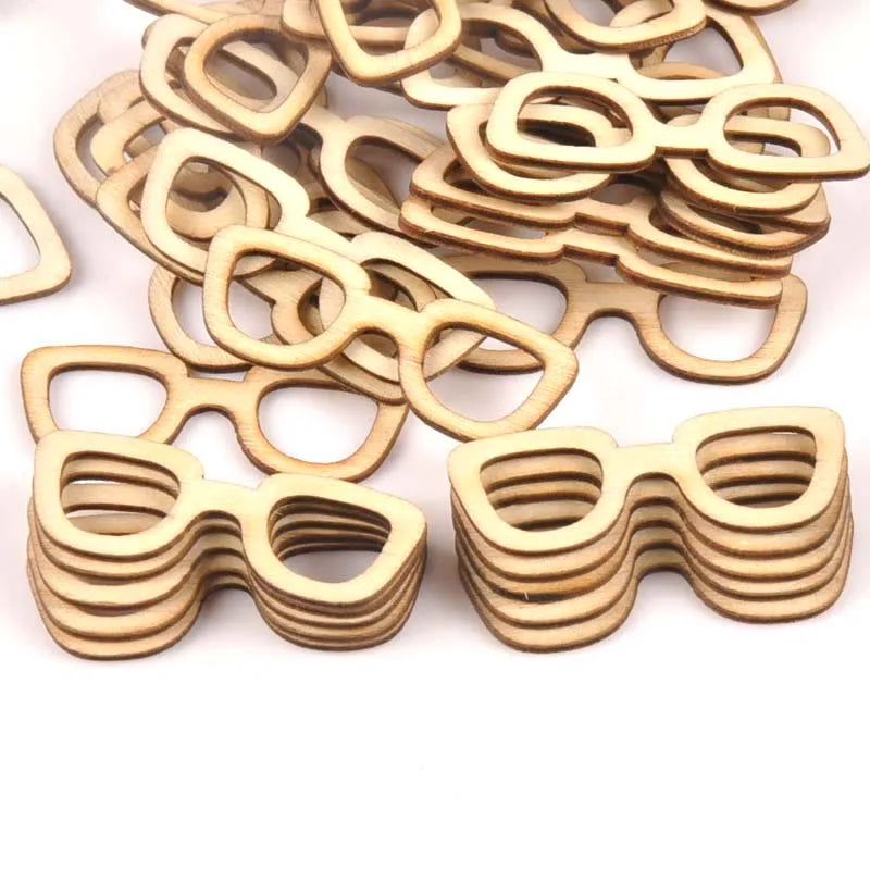 25Pcs Glasses Pattern Wooden Crafts Scrapbooking DIY For Wood Slices Ornaments Home Decoration Accessories Arts 16x43mm m1687 Qme