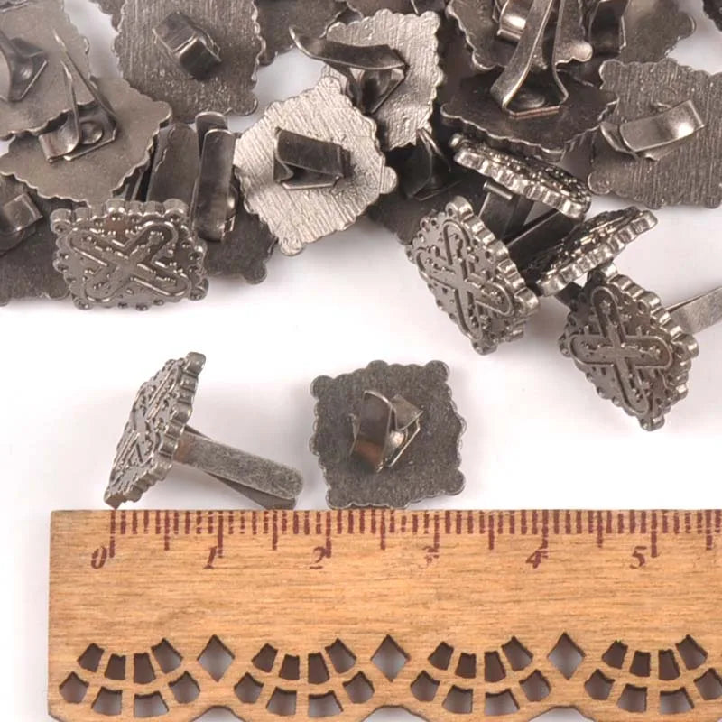 10pcs Silver Round Square Vintage Brads For DIY Scrapbooking Accessories Crafts Handmade Metal Fastener Brad Home Decor c2576 Qme