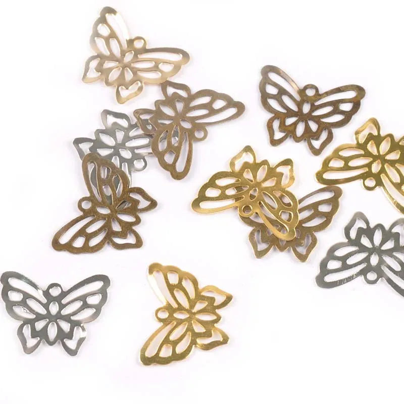 21x17mm 50Pcs Hollow Butterfly Filigree Wraps Connectors Embellishments For DIY Scrapbookings Metal Crafts Home Decor YK0754 Qme