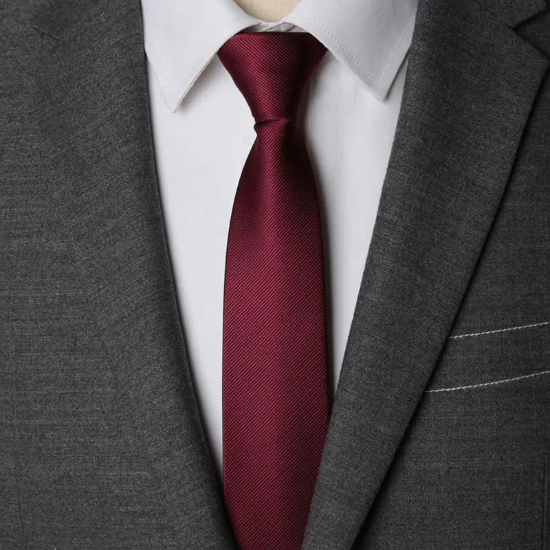 Men Necktie Zipper Lazy Tie Fashion Solid Ties Business Man Gravatas Qme wine red