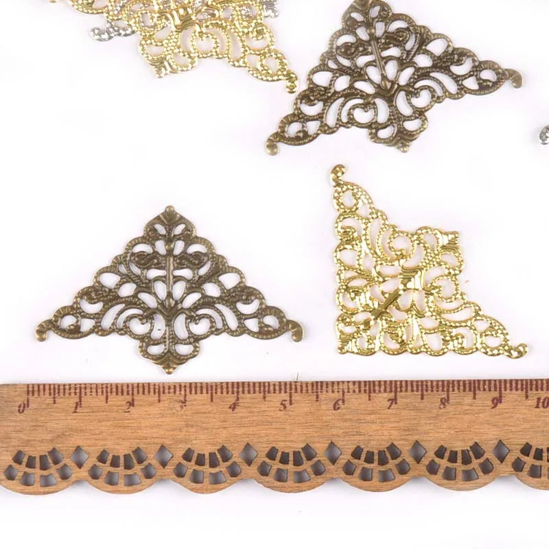 10Pcs Mix Color Metal Crafts Connectors Antique Filigree Wraps Diy Embellishments For Scrapbooking Gift Home Decor 36mm yk0733 Qme