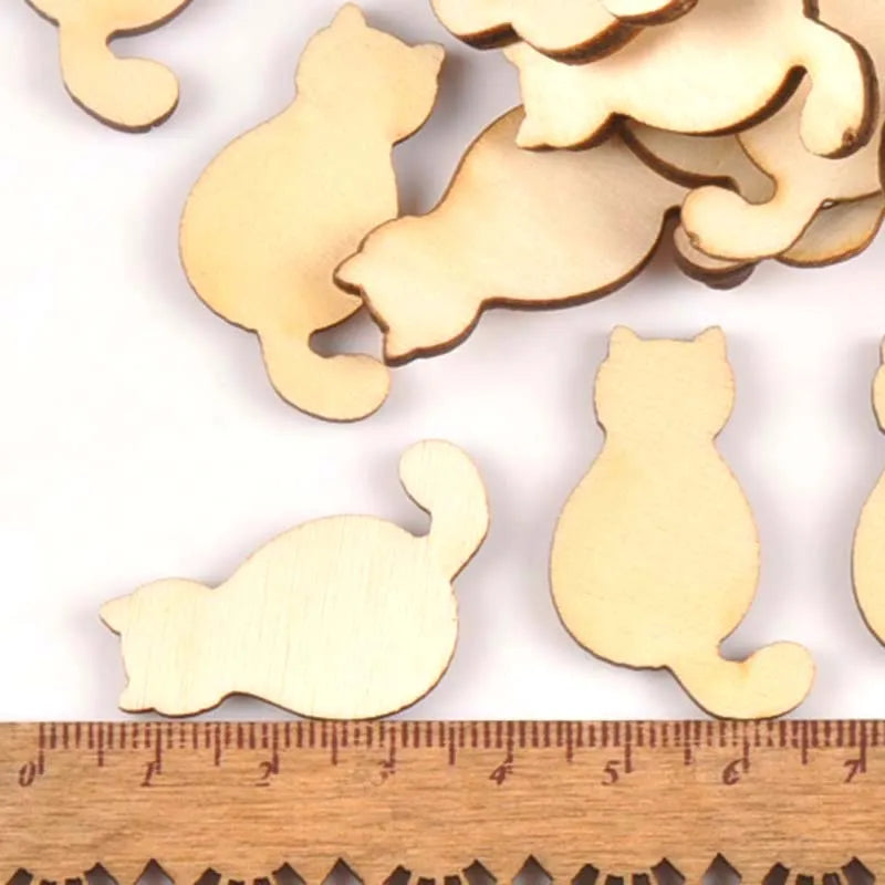 25Pcs Cat Pattern Wooden Crafts Scrapbook DIY For Wood Slices Ornaments Handmade Home Decoration Accessories 23x35mm m0923 Qme