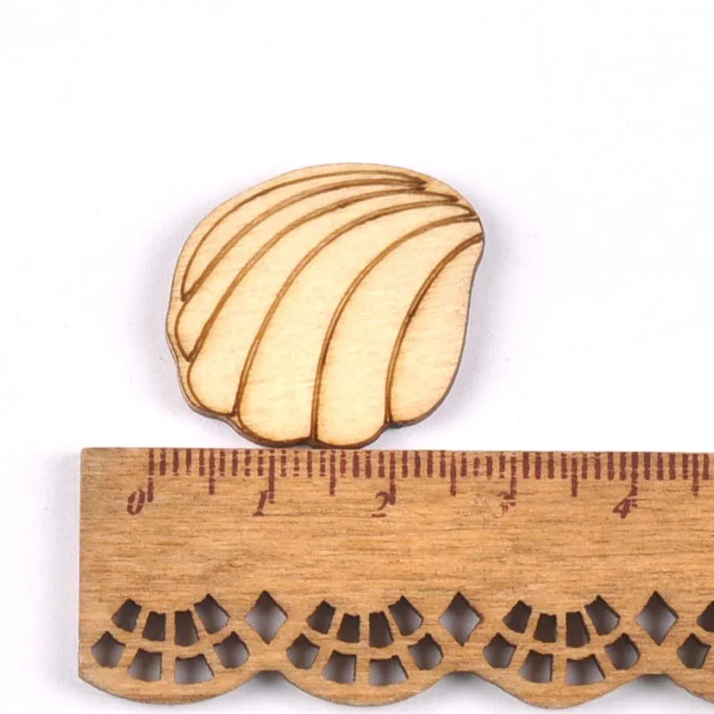 20pcs 25-35mm Seashell/starfish Pattern Natural Wood DIY Crafts Home Decor Scrapbooking Unfinished Wooden Ornaments m1935 Qme 6