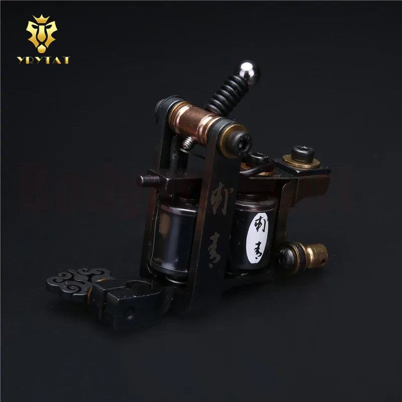 One Classical 10 Wrap Coil Liner Tattoo Machine Gun Traditional Handmade Coils Wire Cutting Iron Frame Supply Qme