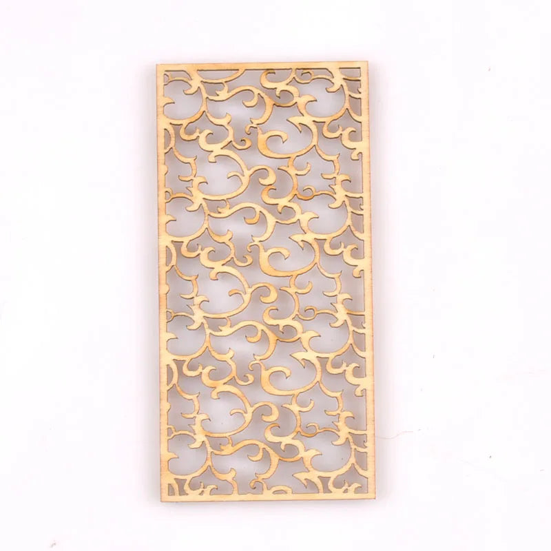 5Pcs/lot Natural Wood Decoration For DIY Scrapbook Crafts Hollow Rectangle Wooden Handmade Ornaments Home Embellishment m2559 Qme