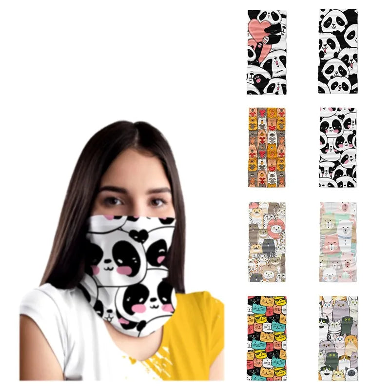 Cycling Face Bandana Headwear Kawaii Cartoon Panda Scarf Outdoor Qme