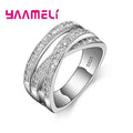 Fashion Women Men Rings 925 Sterling Silver Color Jewelry Crystal Inlay Overpass Cross Bague Bijoux Dropshipping 5-13 Qme 6