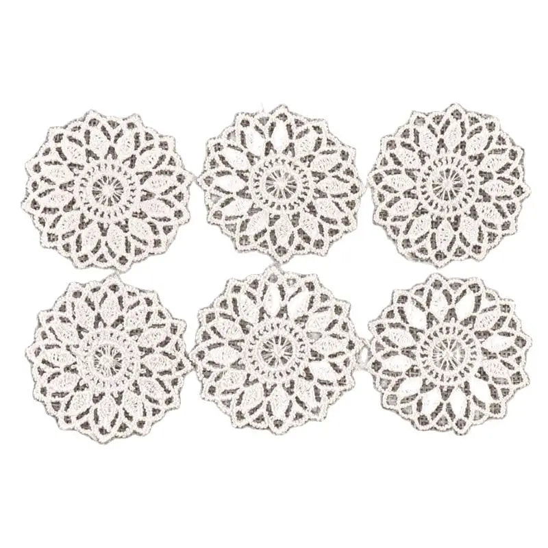 30Pcs Round White Flower Lace Ribbon Applique Mesh Trim For Sewing Accessories Embroidery Patch Party Garment Decor 45mm c1139 Qme