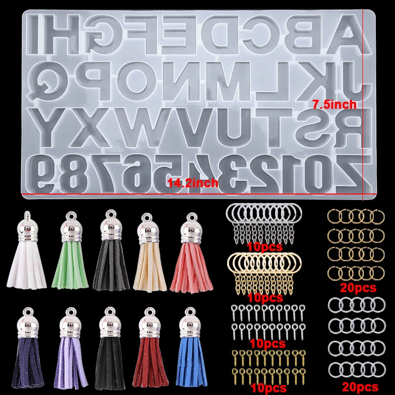 Alphabet Resin Molds Kit Backward Letter Number Silicone Casting Molds Resin Epoxy Molds For Keychain Making Pendant Jewelry DIY Qme 7