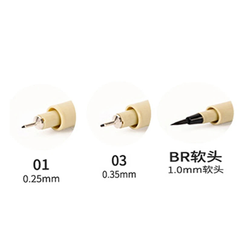 1/2/3pcs Pigma Micron Pen 003 005 01 02 03 04 05 08 1.0 2 3 Brush Art Sketch Marker Pen For Manga Soft Fineliner Drawing Qme 01.03.BR