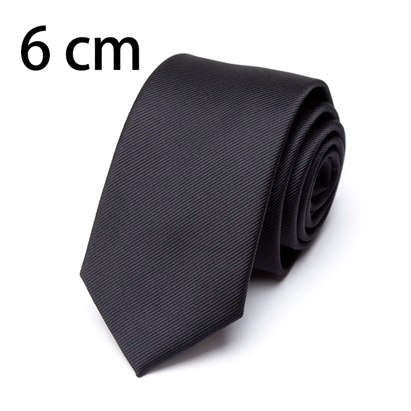 New Mens Tie 8cm 7cm 6cm Classic Black Slim Ties for Men Accessories Neckties Wedding Party Formal Dress Casual Solid Gifts Tie Qme 6 cm Black