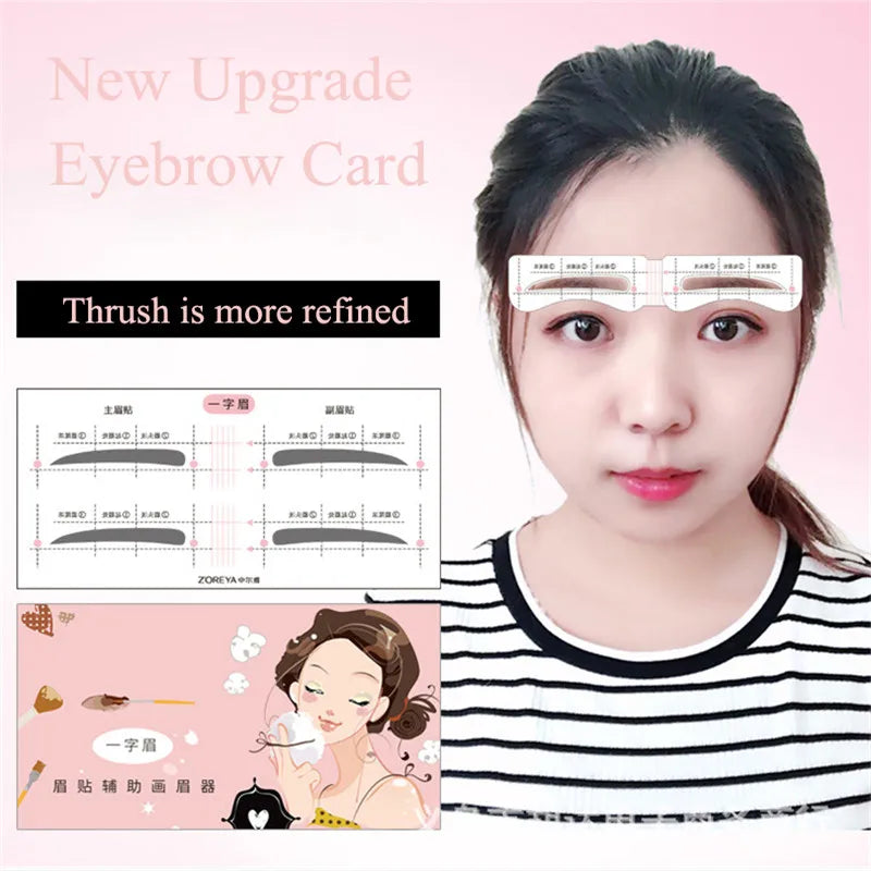 New 24Pairs/Set Lazy Quick Eyebrow Stickers Eyebrow Card Template Eyebrow Guide Tattoos Makeup Tools Full Set of Eyebrow Cards Qme