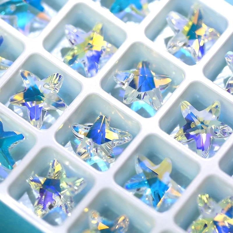 14mm 28pcs/pack Crystal AB Pendant Glass Beads Crystal Gems Charms For Jewelry Making Necklaces Earrings DIY Best Quality Qme starfish