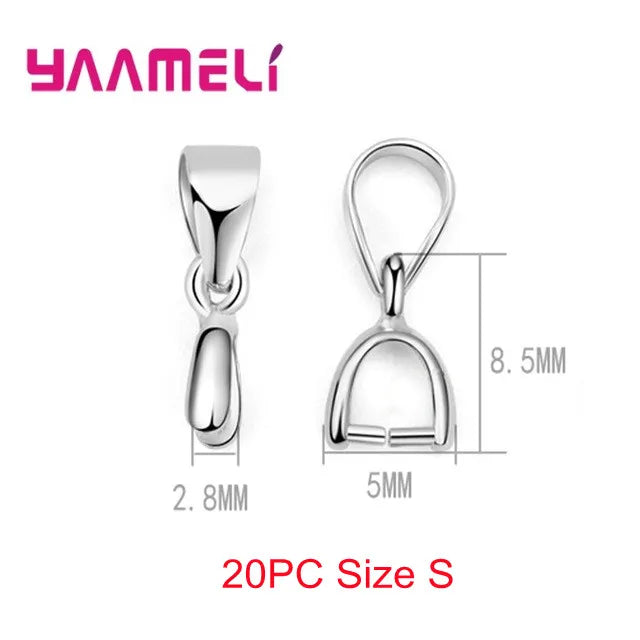 925 Sterling Silver Color DIY Handmade Jewelry Findings Pendant Pinch Bail Clasp Necklace Hook Clip Connector Fashion Accessory Qme 20PCS Small