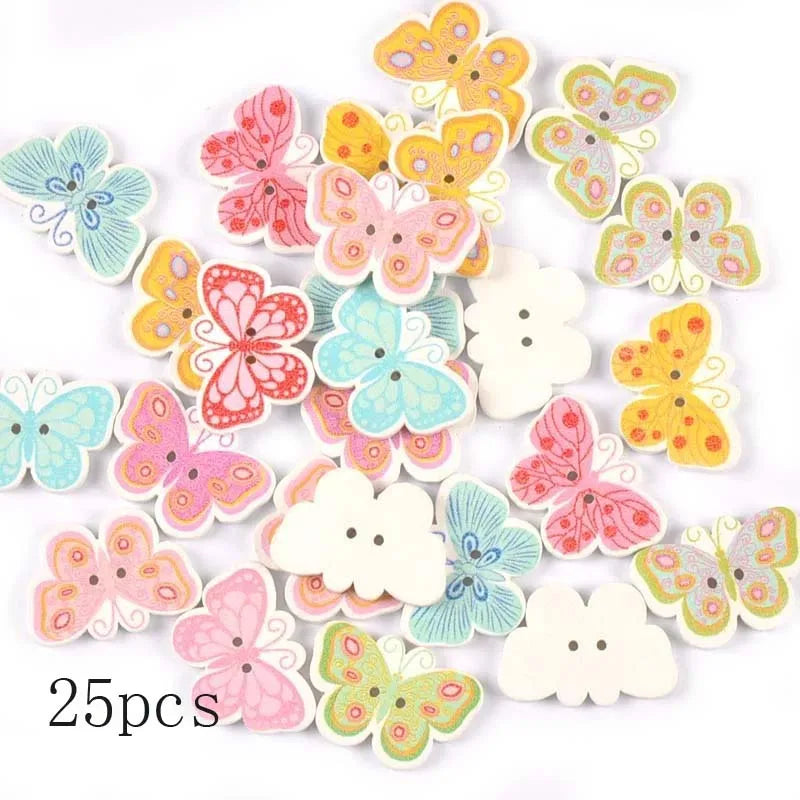 36 styles Cartoon Painting Wooden Buttons for Crafts Scrapbooking Sewing Clothes Button DIY Kid Apparel Supplies 15-35mm Qme m1972 25pcs