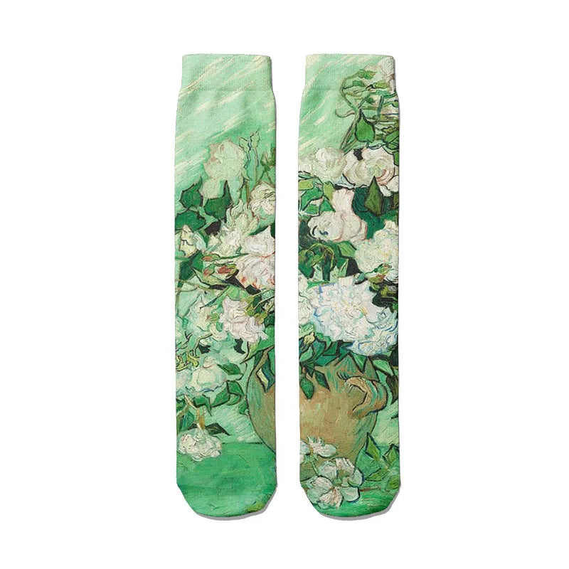 Van Gogh Mural World Famous Painting Sunflower Socks Men Novelty