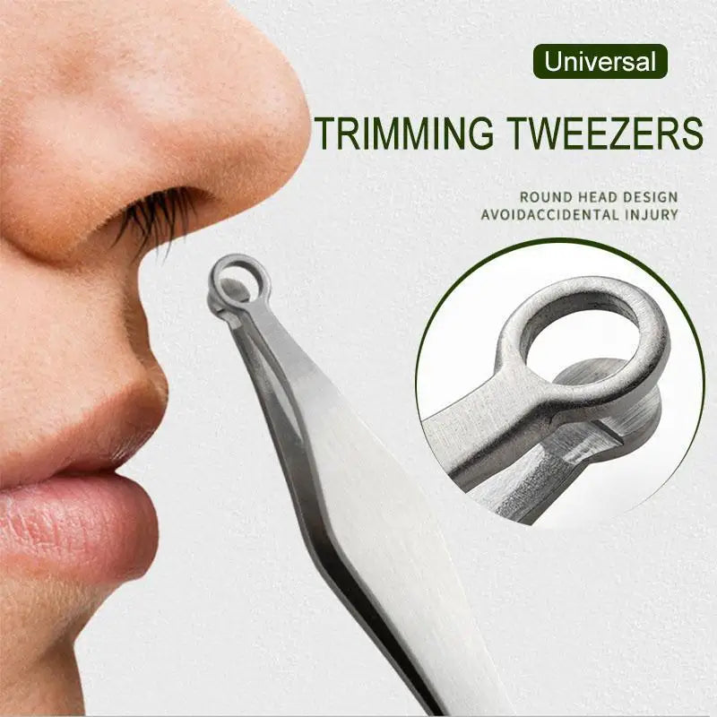 Universal Nose Hair Trimming Tweezers Stainless Steel Eyebrow Qme