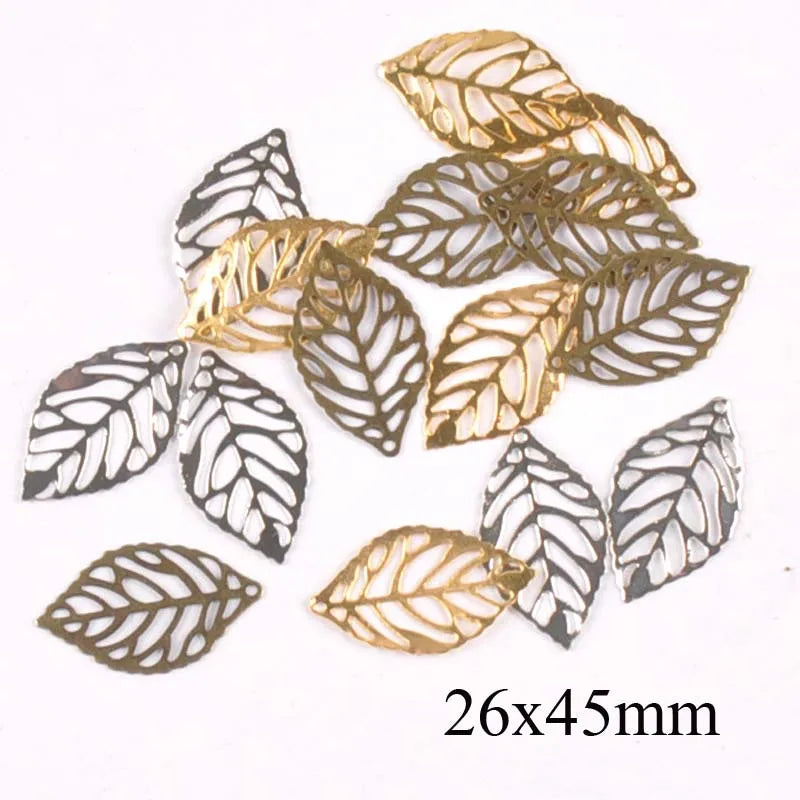 30Pcs Metal Crafts Filigree Leaves Wraps Connectors Embellishments For DIY Home Decor Handicraft Scrapbooking 20-45mm YK0786 Qme mix 1