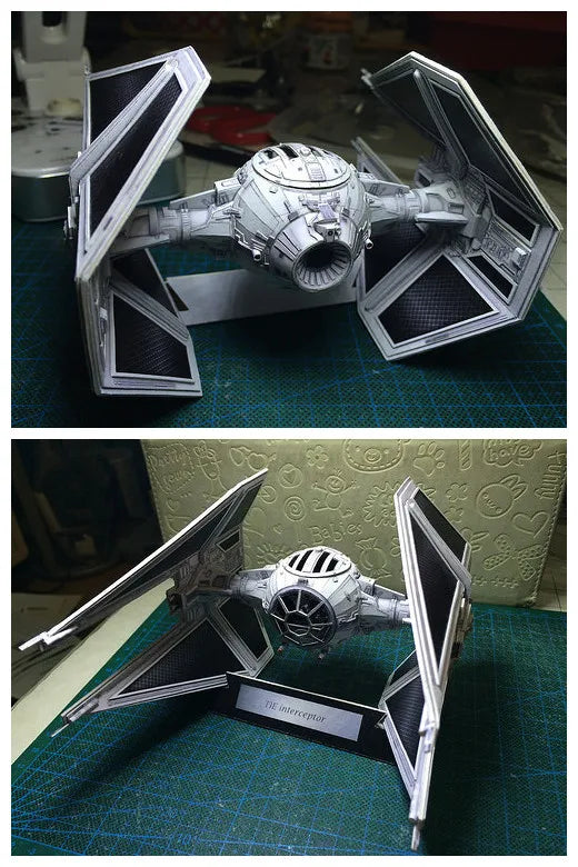 TIE Interceptor DIY Handcraft PAPER MODEL Handmade Toy Puzzles Qme China Mainland
