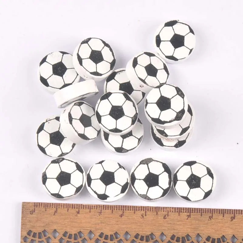 30Pcs Football Oblate Circle Wood Spacer Beads Craft Supplies For DIY Jewelry Making Pacifier Clip Handmade Accessories m2244 Qme