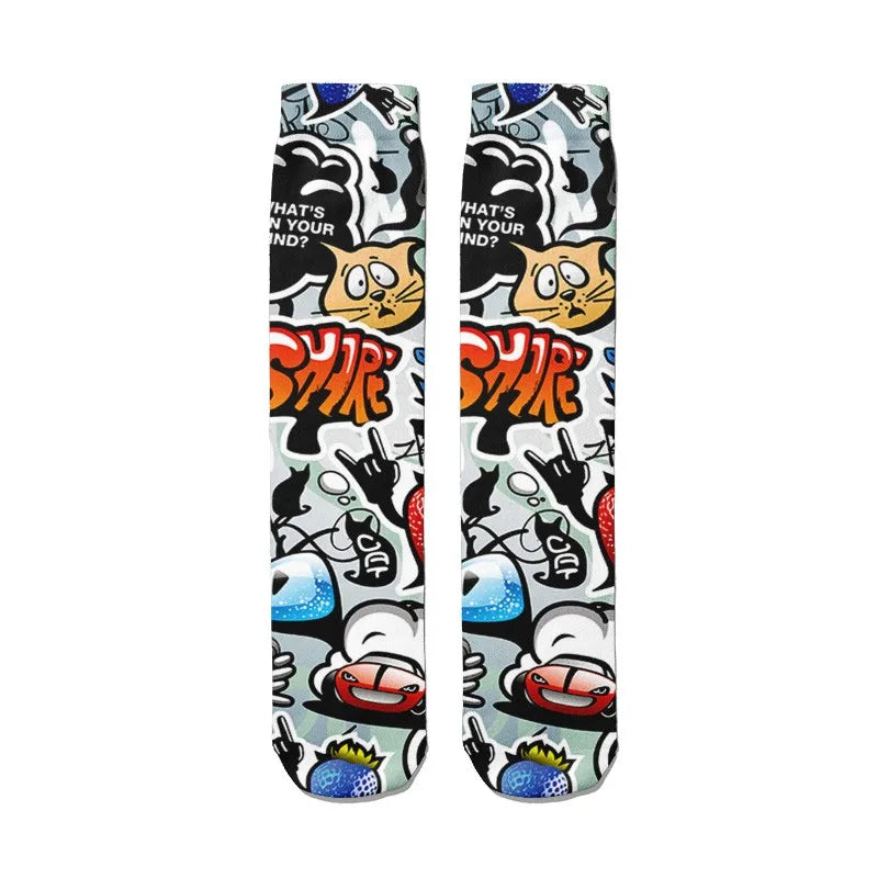 1 Pairs Harajuku Funny Happy Kawaii Hip Hop Women Socks Casual Qme style6 One Size China Mainland