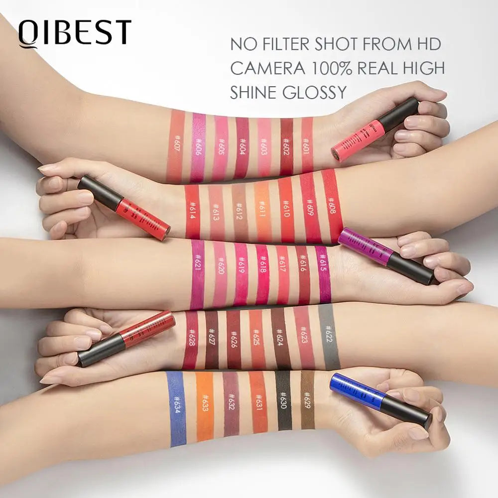QIBEST Hots Matte Velvet Lip Glaze Moisturizing Lasting Non-stick Cup Lipgloss Not Easy To Fade Lip Stain Waterproof Makeup Qme